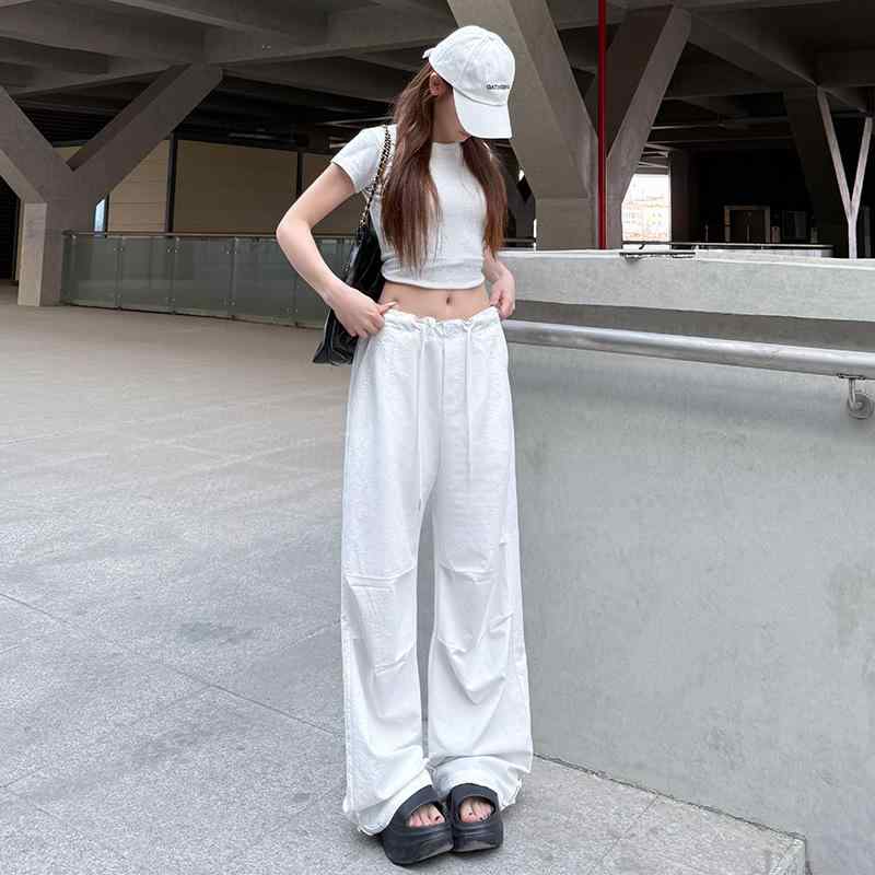 ワークパンツ レディース 春夏 高腰 ワイドレッグ ストレート カジュアル スポーツ ロングパンツ ポリエステル ツイル 快適 伸縮性 ホワイト ネイビー ブラック カーキ パープル