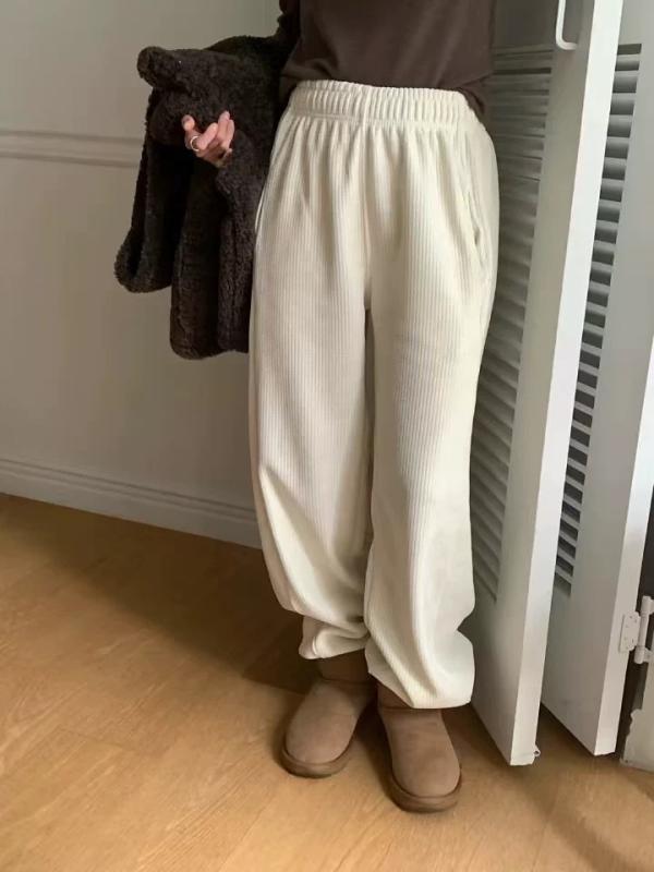 パンツ レディース 韓国風 テーパードパンツ ポリエステル ゆったり ルーズ 普段使い オフホワイト ネイビー ブラック 秋冬