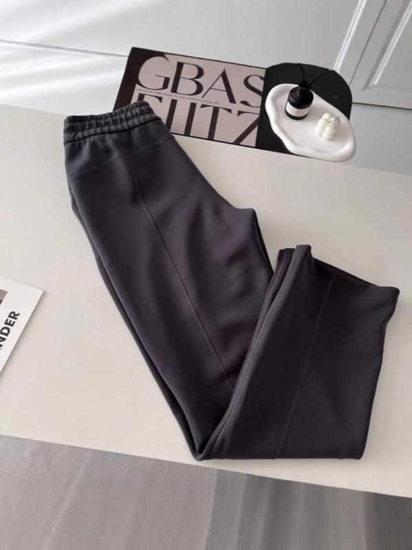 パンツ レディース 高 elastic 高腰 ゆったり ストレート ズボン 綿 混紡 ブラック グレー アイボリー カジュアル 日韓スタイル