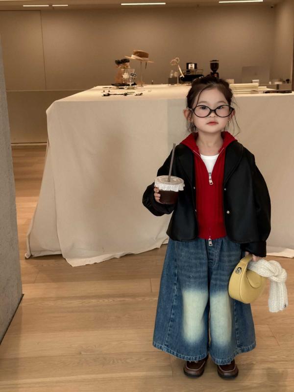 子供服 アウター ジャケット 女の子 レザージャケット 韓国風 子供用 春秋 フェイクレザー ライダース PUレザー 無地 ショート丈