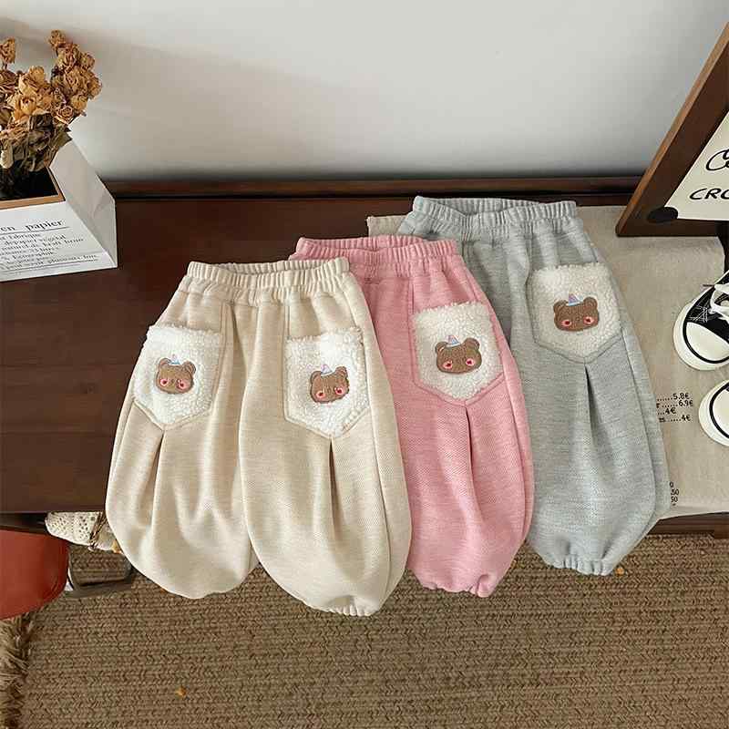 子供服 パンツ 女児 裏起毛 ズボン 秋冬 3歳 4歳 5歳 6歳 7歳 8歳 100cm 110cm 120cm 130cm 80cm 90cm 幼児 小学生 普段着 部屋着 ポリエステル混紡 ゆったり かわいい ベージュ グレー ピンク