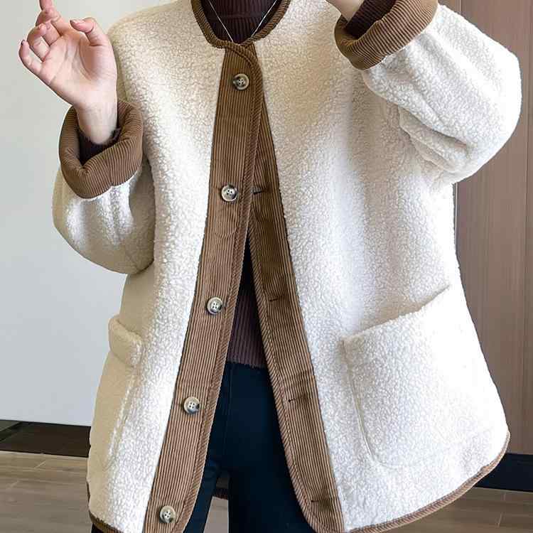 ジャケット レディース ボアジャケット ブルゾン 秋冬 ショート丈 レトロ かわいい おしゃれ エレガント あったか 厚手 Sサイズ Mサイズ Lサイズ XLサイズ 2XLサイズ ホワイト ブラウン パープル