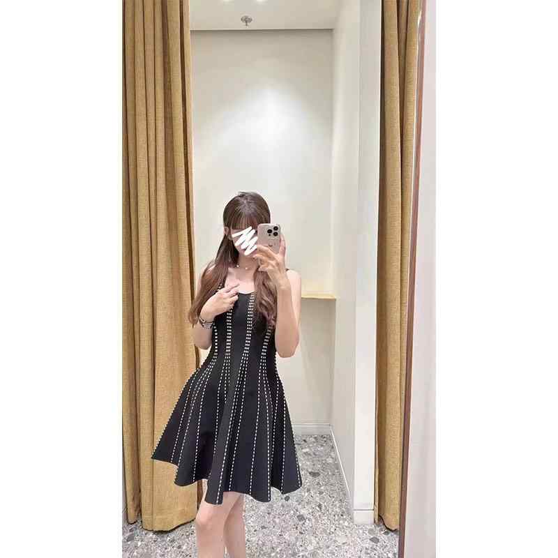 ニットワンピース レディース 春夏 半袖トップス セットアップ 千鳥格子 Aライン ミニ丈 Uネック ウエストマーク ?見え ブラック きれいめ 通勤