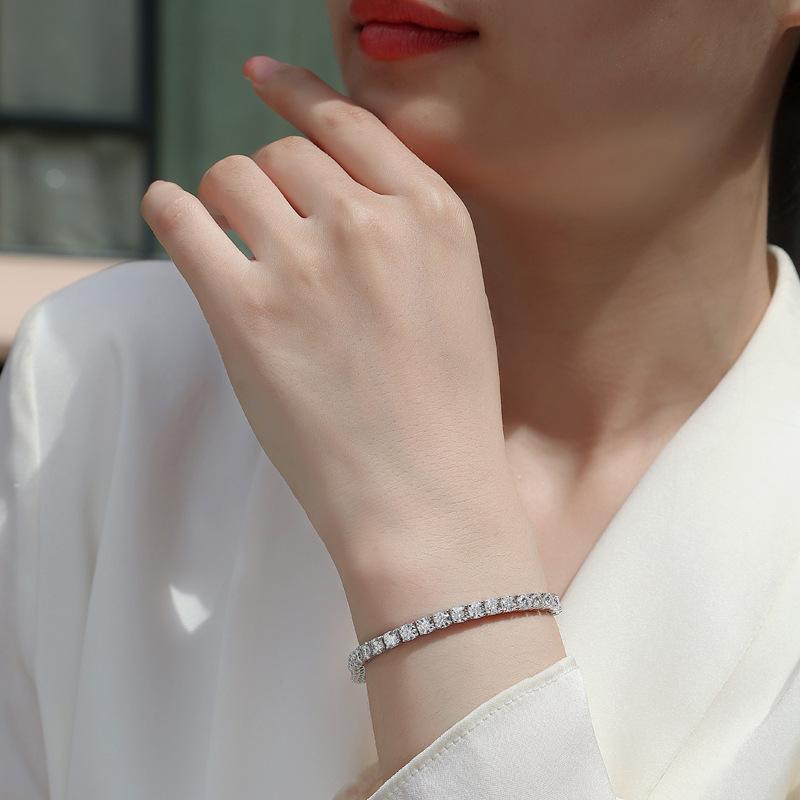 ブレスレット レディース s925 純銀 モアサナイト テニスブレスレット キラキラ 手飾り 高級感 幾何学模様 男女兼用 フォーマル パーティー｜シャドーテール