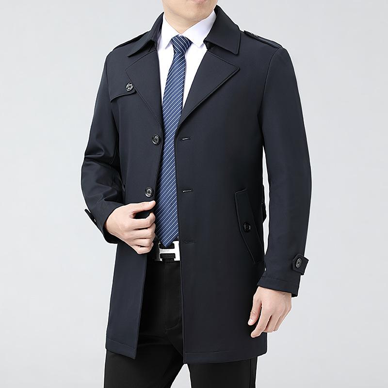 コート メンズ 男性用 ビジネス 紳士服 ミドル丈 ポリエステル 無地 厚手 襟付き シングルブレスト 秋物｜シャドーテール 13,229円