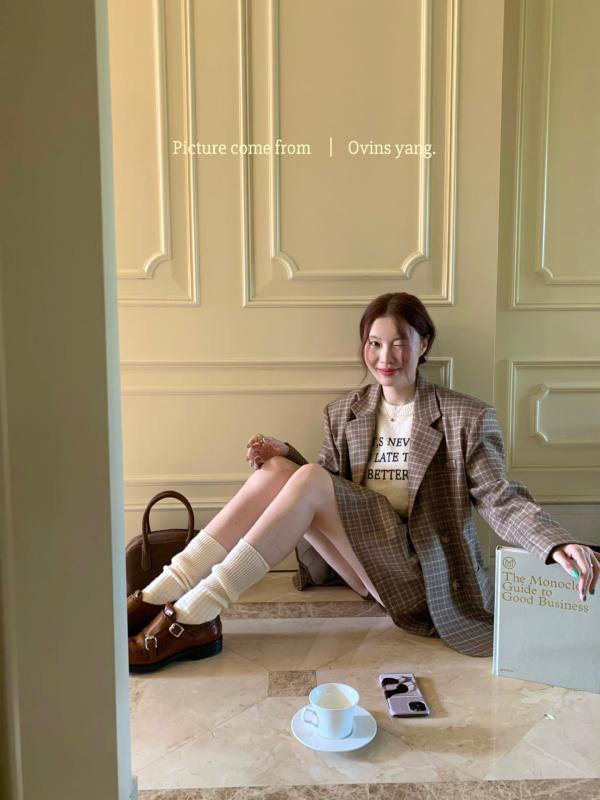 セットアップ レディース 秋服 チェック柄 ジャケット プリーツスカート 上下 2点セット 学院風 かわいい グレー コーヒー色|シャドーテール