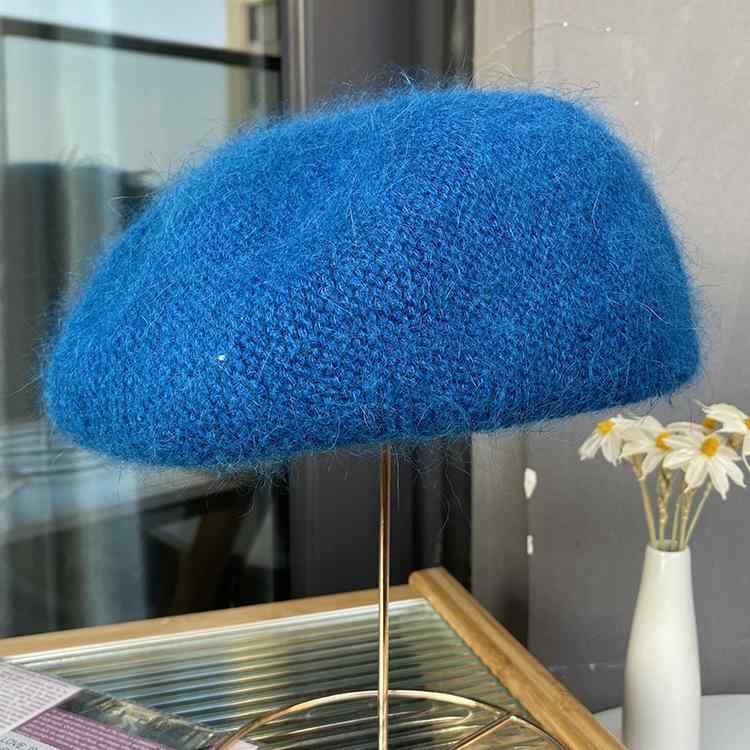 ベレー帽 レディース ニット帽 秋冬 防寒 暖かい ウール ふわふわ もこもこ かわいい おしゃれ 帽子 ミルクホワイト ブラック ピンク グレー ベージュ ブルー