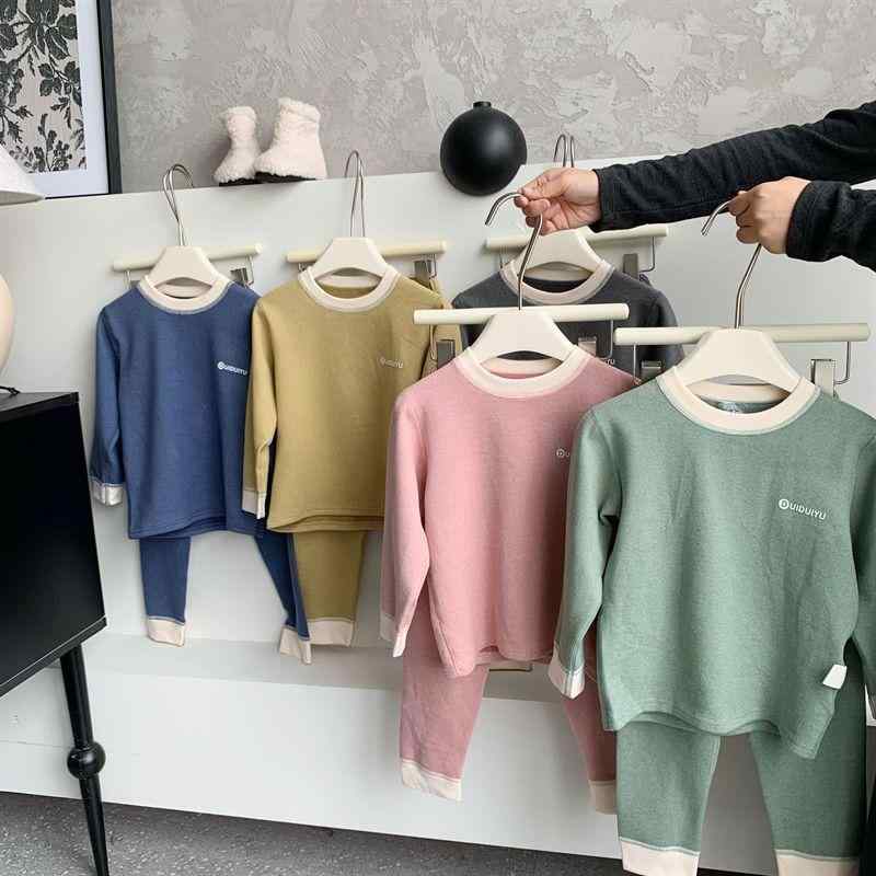 子供用ルームウェア 秋冬 子供服 長袖トップス ズボン 上下セット ドイツ製起毛 保温インナーウェア 厚手 グレー ピンク グリーン ブルー イエロー 90cm 100cm 110cm 120cm 130cm 140cm 150cm 160cm