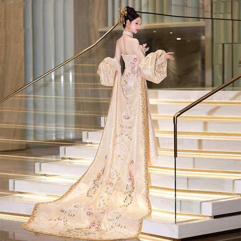 瀬戸ものお召しもの レディース 華燭の典 衣裳 三鞭酒ゴールド シェニール アラミド 長袖 ロング 高腰 春 フォーマル 寄り合い 告げ知らせる会 その他-レディースファッション