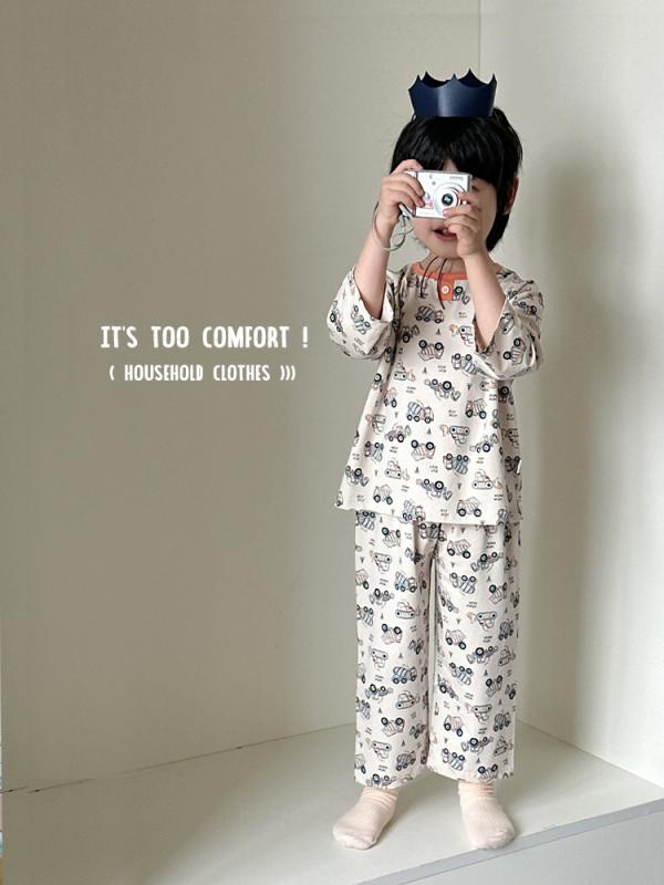 子供用パジャマ 春 長袖Tシャツ パンツ 上下セット モダール 綿 薄手 ルームウェア カートゥーン柄 かわいい 韓国風 部屋着 男の子 100 110 120 130 140 150 160 170