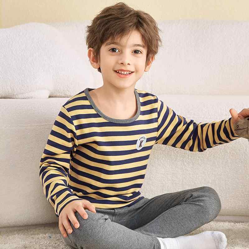 ちびっ子用パジャマ 秋冬 ちびっ子用下着類 綿100% お坊っちゃん用 秋物下着類 薄っぺら 全綿 保温 吸湿速乾 110珊 120珊 130珊 140珊 150珊 160珊(x5)