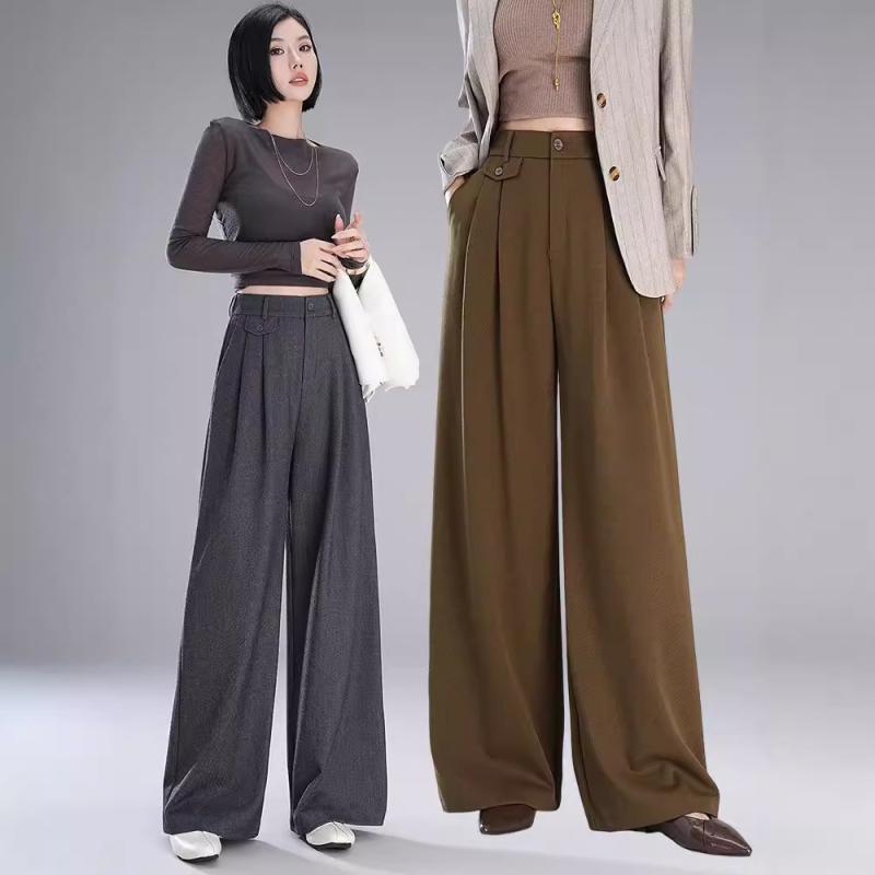 ワイドパンツ レディース 天絲ウール 高見え 高腰 ストレートパンツ 秋冬 テーパードパンツ ゆったり ブラック グレー ブラウン ワインレッド