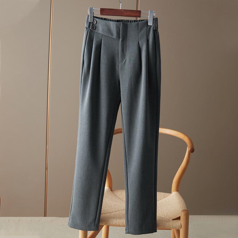パンツ レディース 秋冬 直筒パンツ 9分丈 ズボン スラックス ポリエステル 粘? グレー ブラック きれいめ 通勤