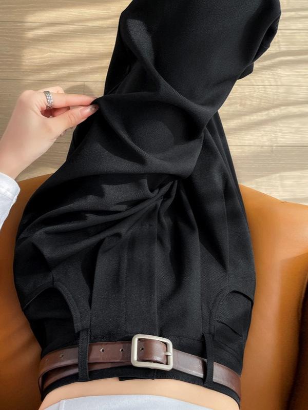 パンツ レディース 美ラード色 ワイドレッグパンツ ゆったり 高見え ハイウエスト ストレートパンツ ロングパンツ 綿 ポリエステル 混紡 伸縮性なし カジュアル 通勤 ブラック グレー ブラウン 秋冬