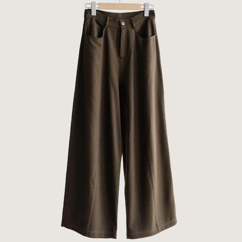カジュアルパンツ レディース ハイウエスト ストレートパンツ テーパードパンツ ウール混紡 ゆったり ワイドレッグパンツ 無地 秋冬 普段使い 韓国ファッション