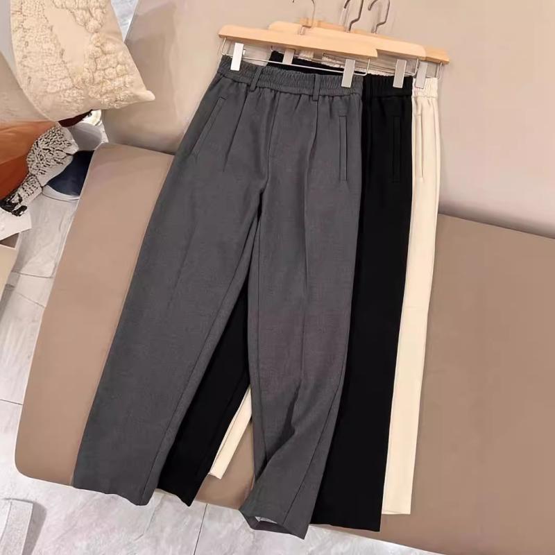 パンツ レディース 秋冬 裏起毛 チェーン飾り ゴムウエスト テーパードパンツ シガレットパンツ ストレートパンツ カジュアルパンツ グレー 黒 アイボリー
