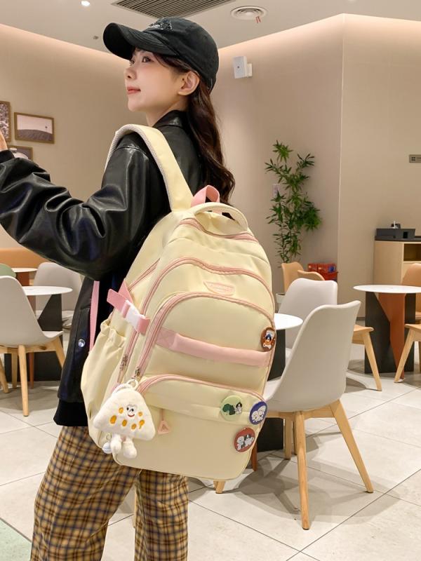 リュック レディース かわいい 韓国風 高校生 中学生 小学生 ナイロン 大容量 バックパック ブラック イエロー ブルー ピンク ブラウン ホワイトレッド