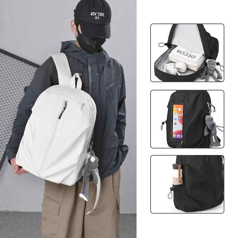 リュック メンズ 男性用 大容量 カジュアル 旅行 ビジネス 学生 鞄 オックスフォード布 無地 ブラック カーキ ホワイト 耐摩耗性 14インチ PC収納