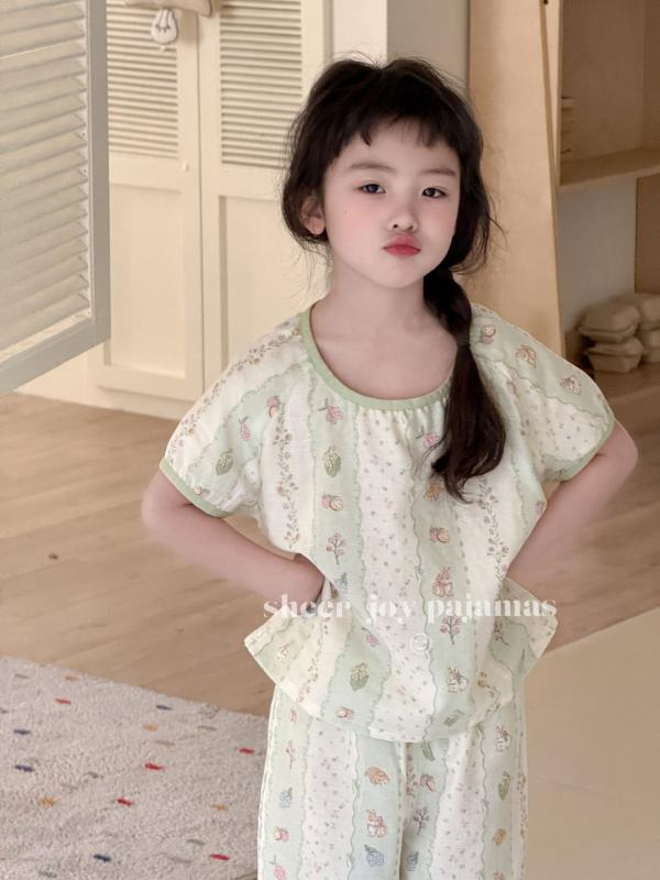 子供用パジャマ 春夏 半袖トップス ロングパンツ 上下セット 綿100% 薄手 かわいい 接触冷感 部屋着 ルームウェア 110cm 120cm 130cm 140cm 150cm 160cm