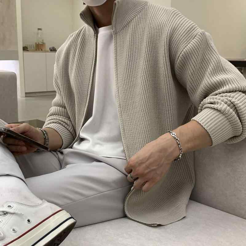 カーディガン メンズ ニット ニットカーディガン ゆったり 立襟 トップス 長袖 秋冬 韓国風 カジュアル おしゃれ 普段使い デイリーウェア ブラック グレー ベージュ