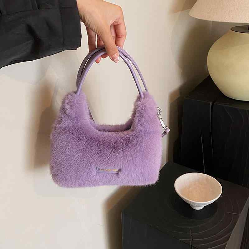 バッグ レディース フェイクファー ハンドバッグ 秋冬 ショルダーバッグ 斜めがけ かわいい ベルベット カバン ブラック ピンク系