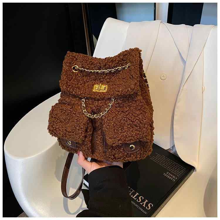 リュックサック レディース 秋冬 ベルベット バックパック ストリート スタイル かわいい ふわふわ もこもこ 韓国 ファッション トレンド バッグ デイリー