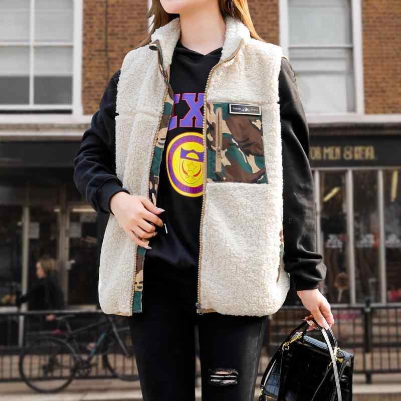 ベスト レディース 秋冬 シープボア あったか フリース ベスト アウター ゆったり 大きいサイズ スポーティー MIXカラー ジップアップ ポリエステル 黒