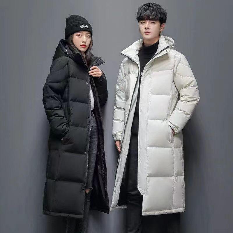 羽?服 メンズ レディース ロング丈 リンクコーデ 流行り物 防寒 アウター 黒いこと 白いこと 95% 白ダックダウン S M L XL 2XL 3XL 4XL