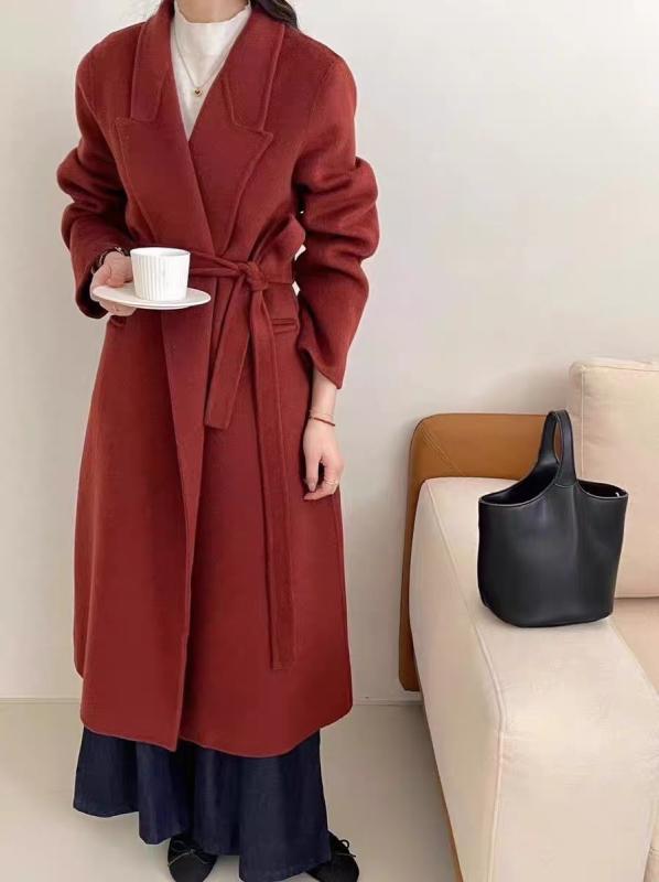 コート レディース 秋冬 ウール ロング丈 ガウンコート 通勤 アンカラレッド オフホワイト ブラック ブラウン 厚手 ゆったりサイズ|シャドーテール