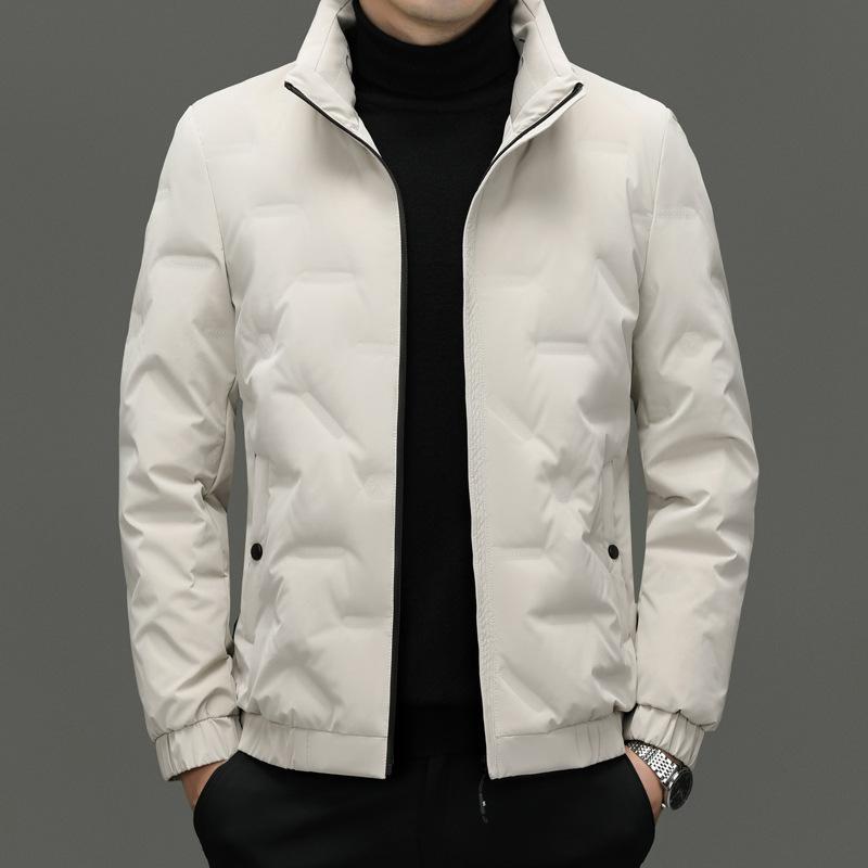 ダウンジャケット メンズ 男性用 冬 立襟 無地 中綿 70% 暖か 紳士服 アウター 防寒着 ビジネス カジュアル 黒 グレー カーキ