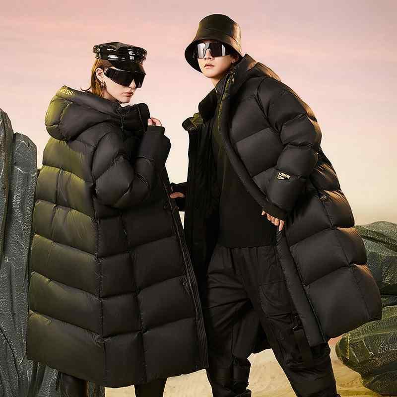 羽?服 メンズ レディース ペア 秋冬 長袖 ロング丈 撥水 厚手 防寒 ?松 襟付き フード付き 黒 金 ポリエステル 繊維