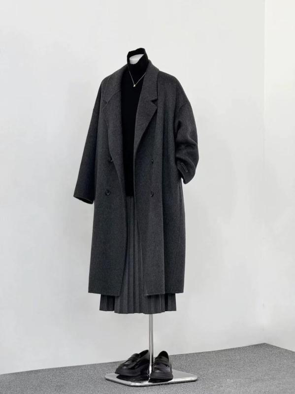 コート レディース ウール ロング丈 カシミヤ 韓国風 ゆったり 厚手 ウールコート 気質 着痩せ ブラック グレー ホワイト｜シャドーテール