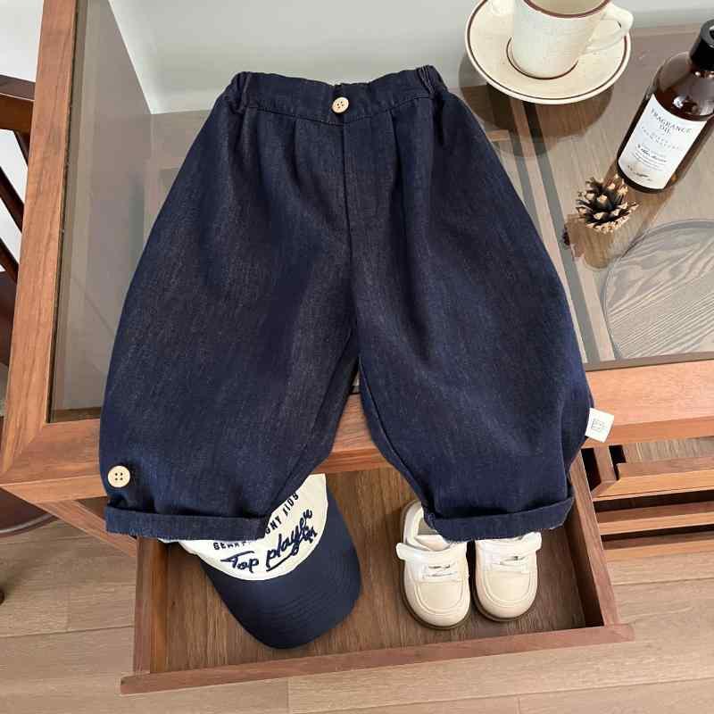 パンツ キッズ ベビー デニムパンツ ロングパンツ 春秋 幼児 復古風 無地 伸縮性 ウエストゴム 普段着 保育園着
