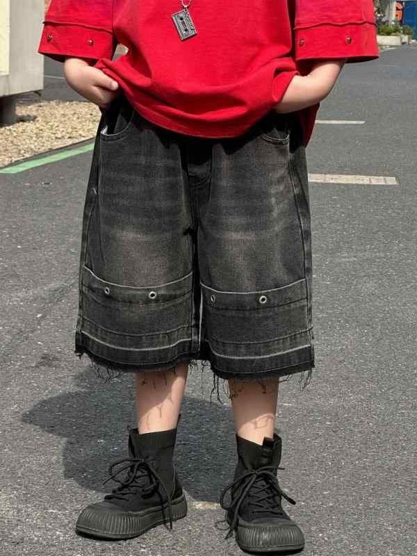 キッズ ハーフパンツ 男の子 デニム 薄手 子供 短パン 涼しい パンツ 100cm 110cm 120cm 130cm 140cm 150cm 160cm ブラック 夏 B類 中小童 3歳 4歳 5歳 6歳 7歳 8歳 カジュアル