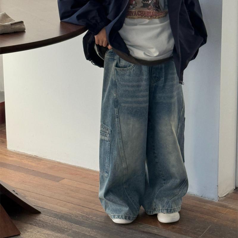 子供服 キッズ デニムパンツ 春秋 男の子 ワークパンツ ストレートパンツ 普段着 コットン100% ブルー グレー