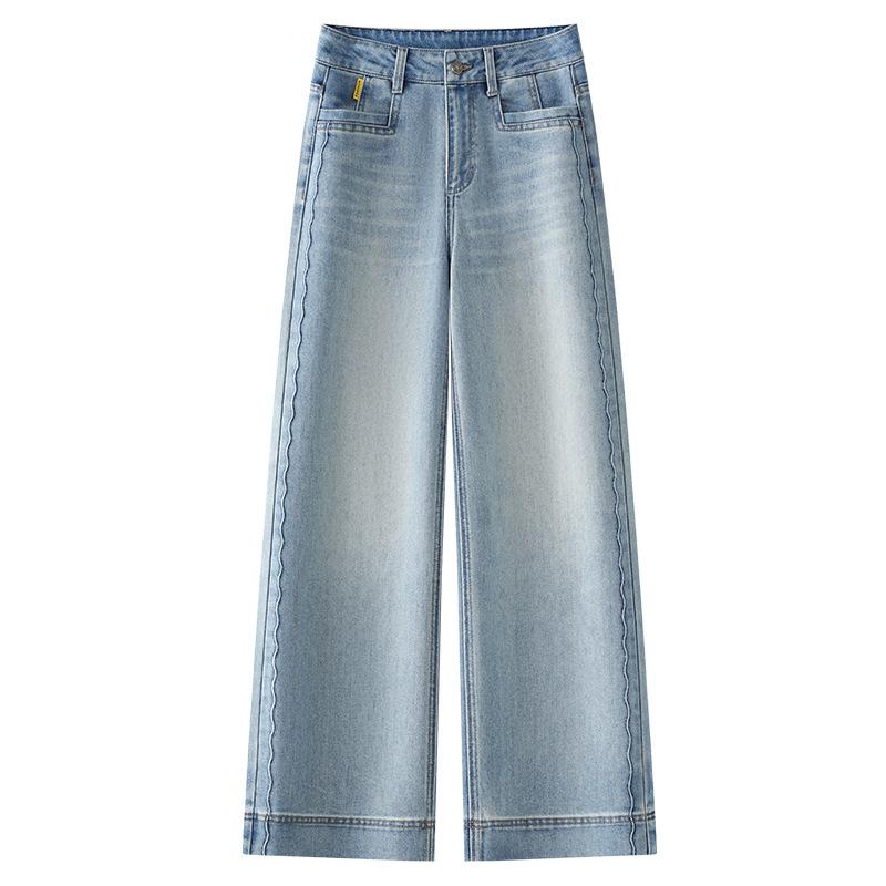 ジーンズ レディース 春夏 高見え デニム ジーパン スリム ゆったり ハイウエスト 9分丈 ロングパンツ ブルー S M L XL 2XL 3XL 4XL