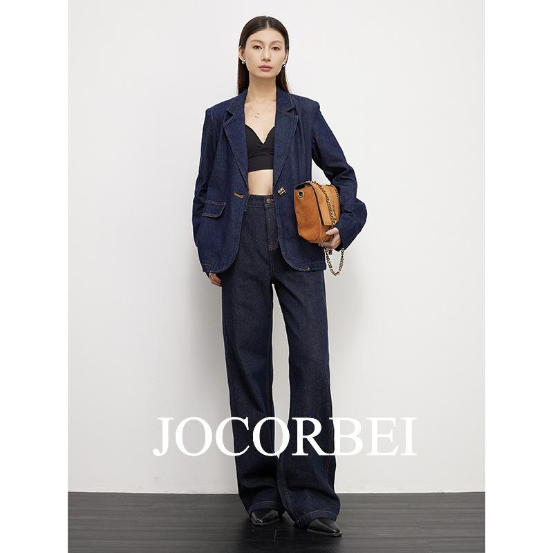 デニム レディース テーパード ジーンズ パンツ コットン 高品質 ハイウエスト スタイルアップ 美脚 原色 デニムパンツ ストレート 通勤着