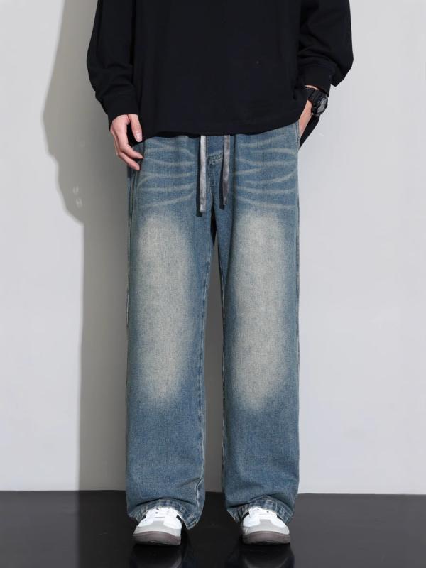 デニム メンズ 大きいサイズ 水洗い加工 ストレート デニムパンツ ジーパン ジーンズ ゆったりサイズ 普段使い 部屋着 体型カバー XL 2XL 3XL 4XL 5XL 6XL 7XL 8XL 9XL 10XL