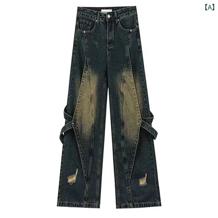 ジーンズ メンズ デニムパンツ ストレート ウォッシュ加工 ローライズ 薄手 ジーパン ズボン アメカジ カジュアル ブルー ブラック S M L XL 2XL 3XL