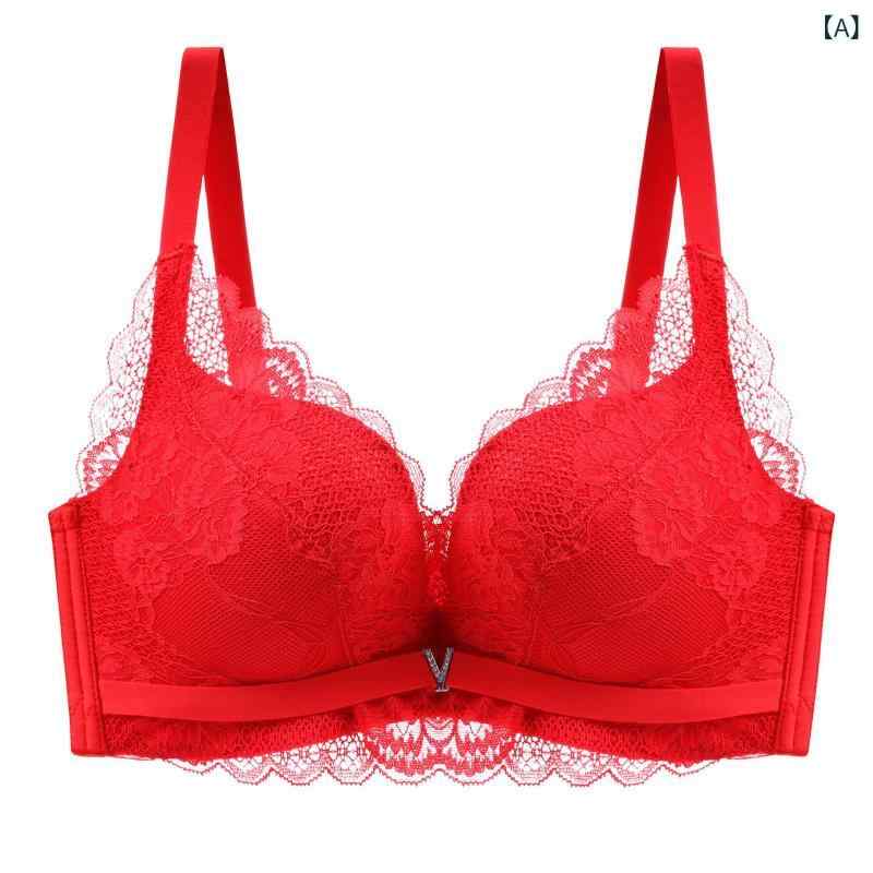 ブラジャー & ショーツ レディース 小胸 向け 3/4カップ ワイヤレスブラ セット 寄せ上げ 厚手 パッド 通気性 レース ノンワイヤーブラ 柔らかい 肩紐 調節可能 赤 黒 青 ピンク 緑