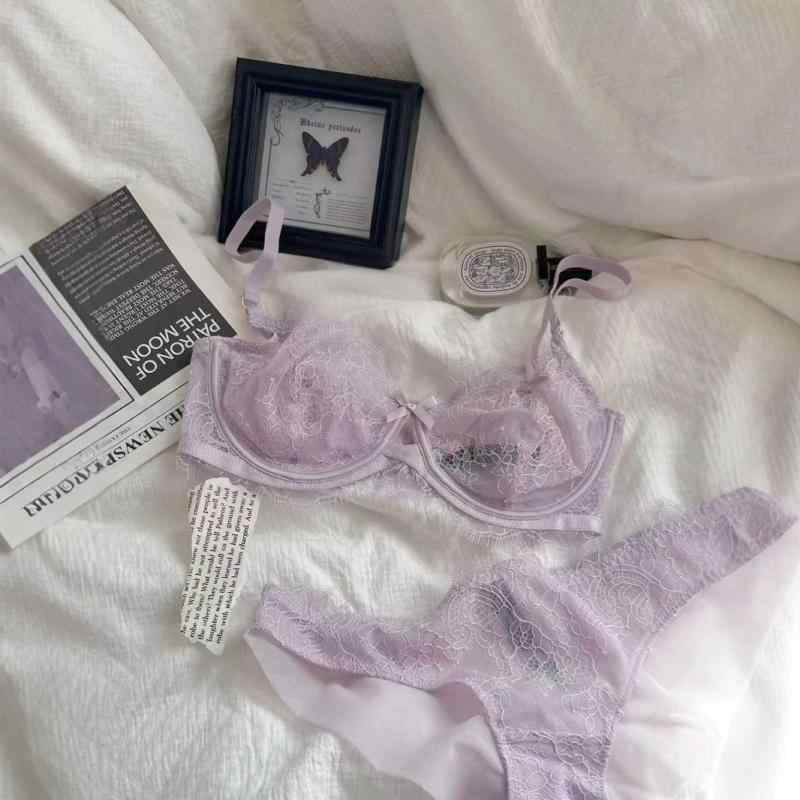ブラジャー レディース 女性用 レース シースルー 大胸 薄手 3/4カップ 通気性 ずれにくい 4段ホック 赤 黒 紫 ベージュ