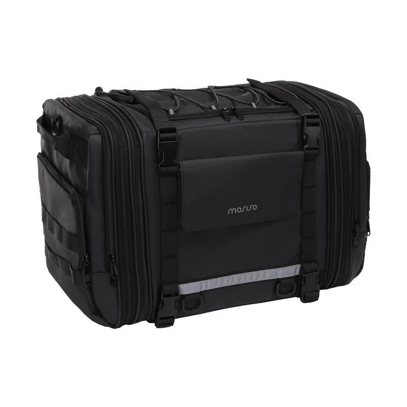 バイク用バッグ オートバイ リアシートバッグ 拡張機能付き 32L 48L 防水カバー付き 反射素材 オックスフォード生地 旅行 ツーリングバッグ 肩掛け 大容量 無地 黒