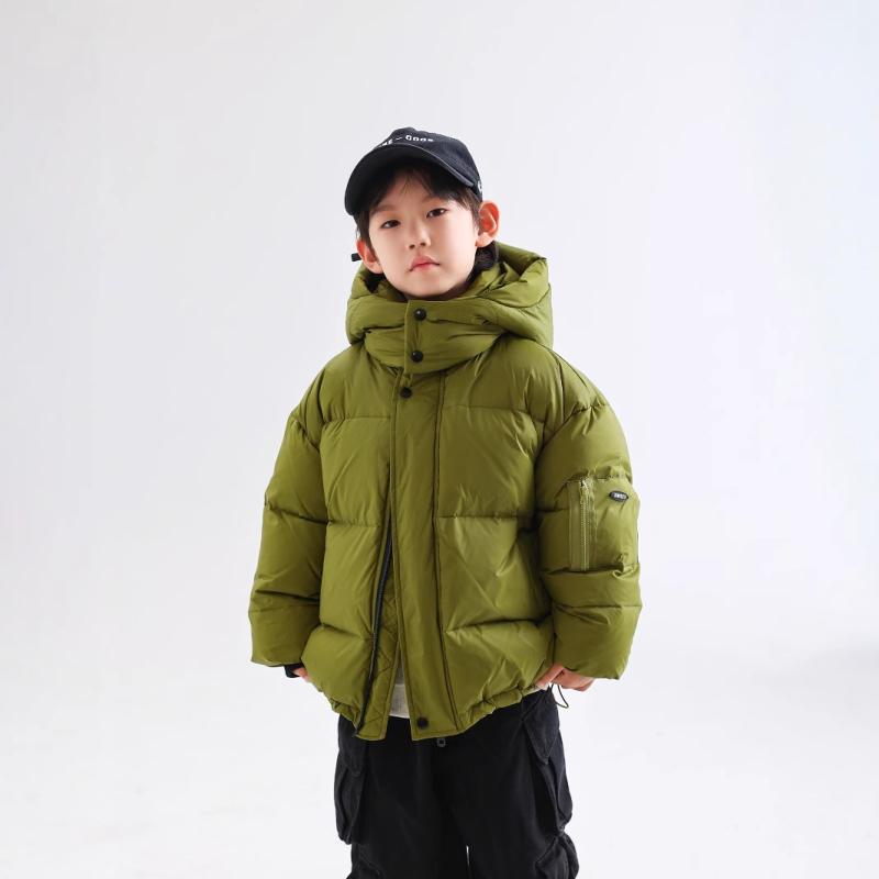 子供服 ダウンジャケット 男の子 防寒着 中綿入り アウター フード付き スキーウェア 3歳 4歳 5歳 6歳 7歳 8歳 ポリエステル 冬 加厚 ゆったり 豆グリーン ブラック ワインレッド グレー｜シャドーテール