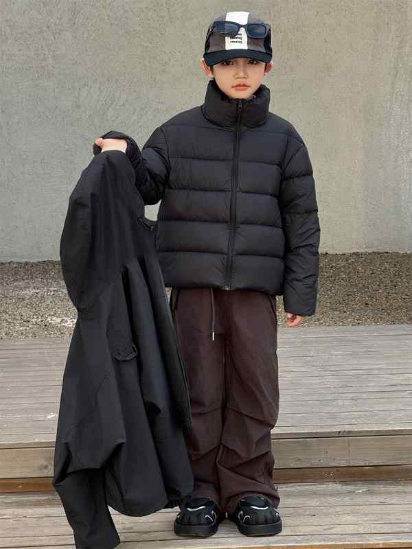 子供服 ダウンジャケット キッズ 男女兼用 防寒着 アウター コート フード付き 90% ダウン 撥水加工 厚手 秋冬 無地 ショート丈 110 120 130 140 150 160 170