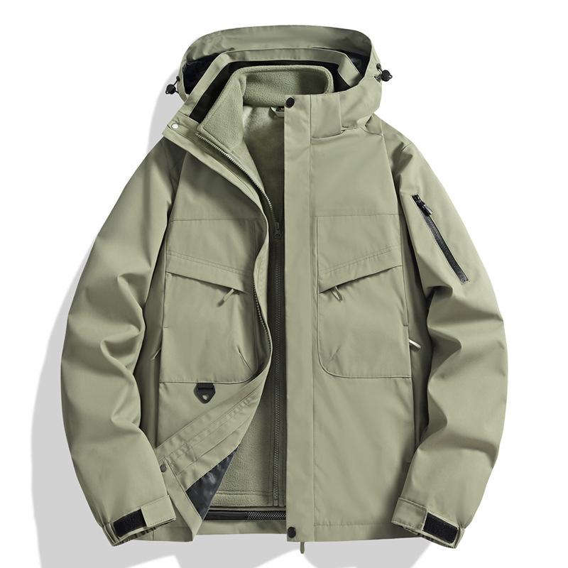 マウンテンパーカー メンズ 男性用 防寒着 秋冬用 裏起毛 取り外し可能 3way 多機能 登山 スキーウェア 防水 防風 軍緑 ブラック 金沙黄 7,592円