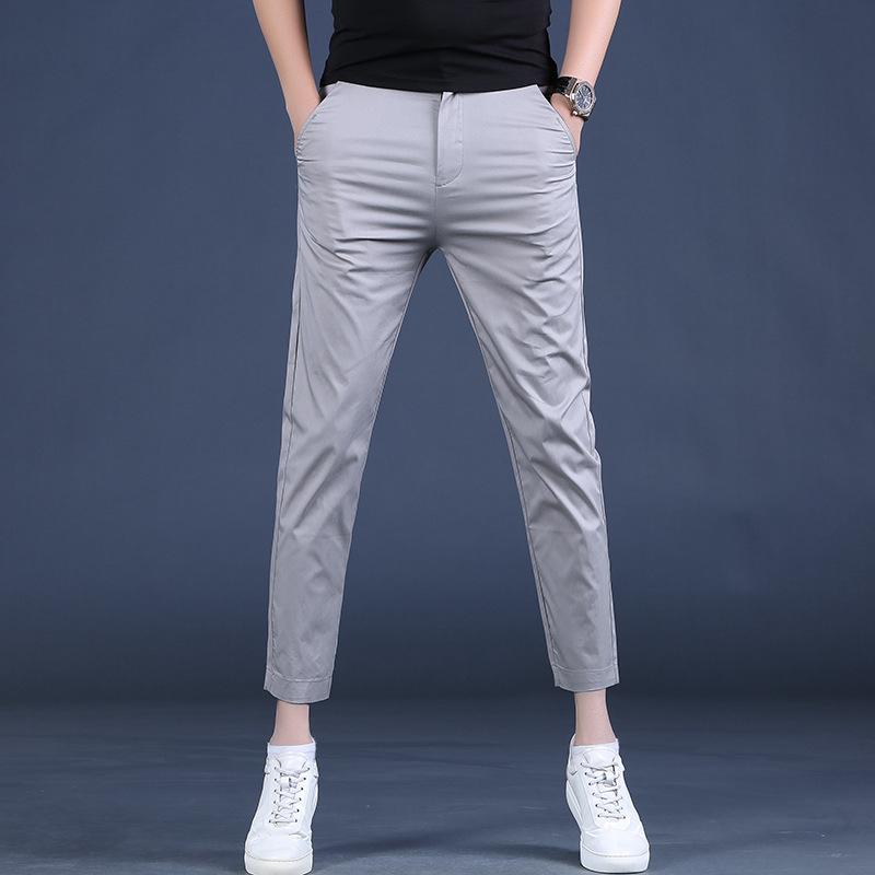 パンツ メンズ テーパードパンツ スリム スラックス ストレッチ 薄手 9分丈 コットン 黒 ブラック グレー カーキ ベージュ 無地 ポケット付き ビジネス カジュアル 普段使い