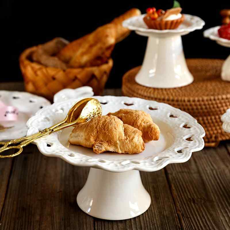 ケーキスタンド ふた付き 陶器製 ケーキ 高脚 トレイ 家庭用 お菓子入れ フルーツプレート スイーツ デザート 試食 6インチ 8インチ 10インチ ウサギ