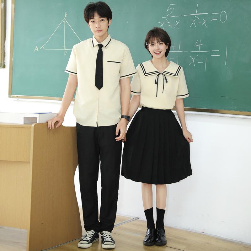 制服 レディース メンズ 半袖 シャツ ブラウス セットアップ ニット 学院風 韓国風 S M L XL XXL XXXL 快適 普段使い