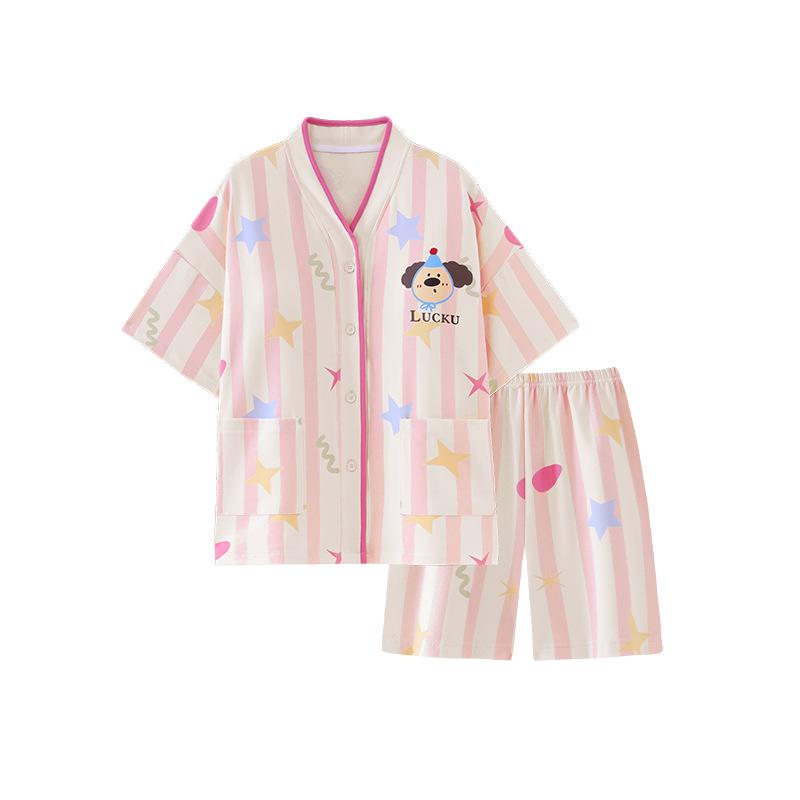 パジャマ レディース 春夏 Vネック 半袖 ショートパンツ 2点セット かわいい ルームウェア 部屋着 寝間着 薄手 ポリエステル 開襟 カーディガン