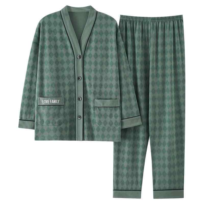 パジャマ レディース 春秋用 綿 前開き 長袖 和風 大きいサイズ 5XL 上下セット 薄手 Vネック 部屋着 ルームウェア リラックス ゆったり 快適 通気性